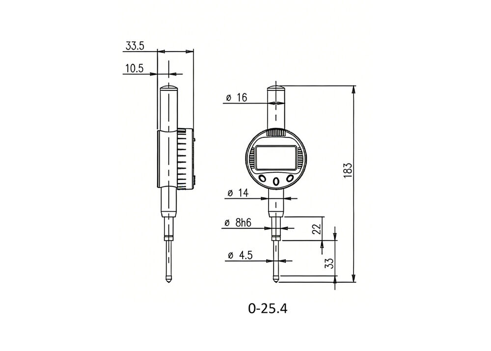 Industrial-Grade 0-25.4mm/0-1" Digital Indicator with 0.01mm Resolution for Workshop Service Applications